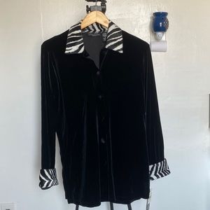Velvet Top Zebra Collar Faux Fur